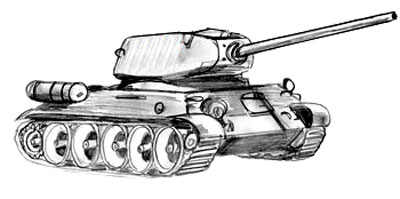 Детский рисунок. Танк Т-34