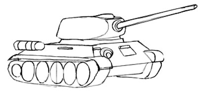 нарисовать танк т 34 карандашом